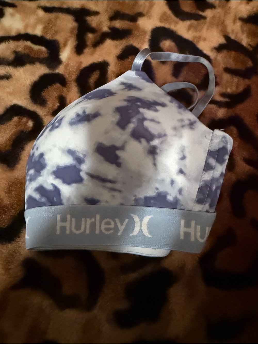 Hurley Light Blue Tie-Dye Bralette with Logo Band